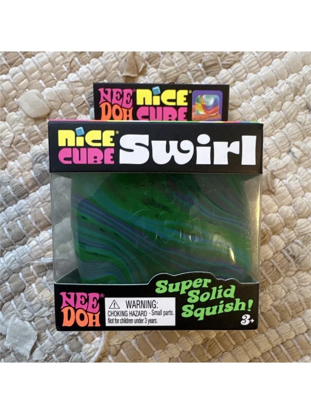 NeeDoh Nice Cube Swirl Super Solid Squish Toy Green/Blue/Purple 26051YP